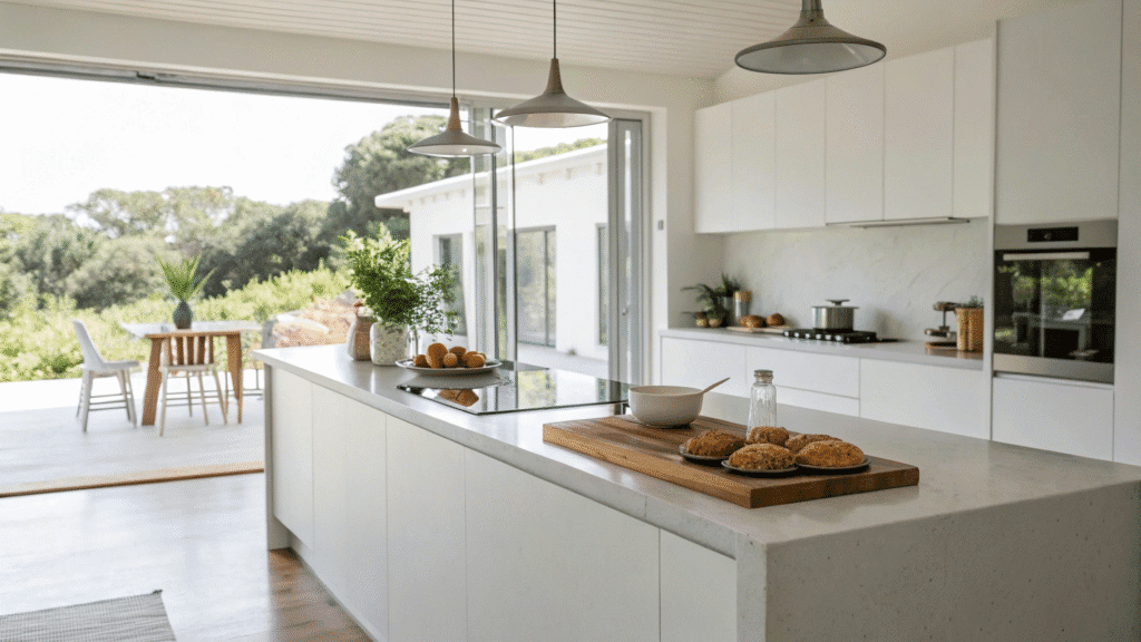 minimal floating counter kitchen