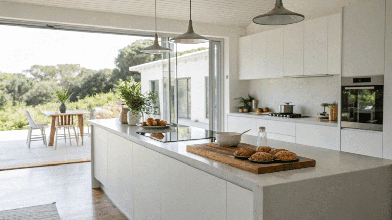 minimal floating counter kitchen