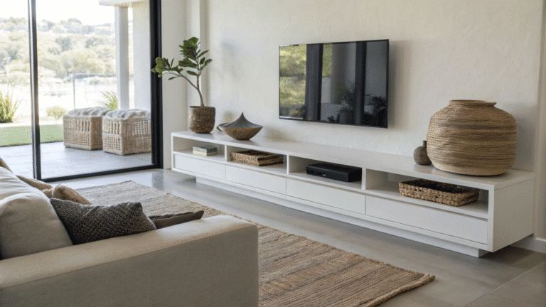 minimal floating shelf living room ideas