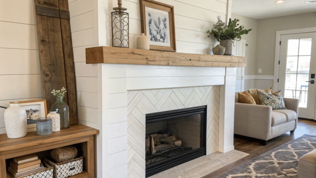 modern farmhouse fireplace mantel