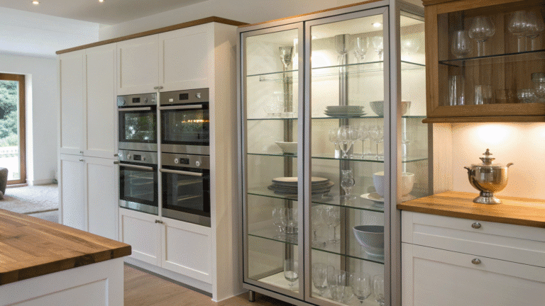 modern glass cabinet kitchen styling