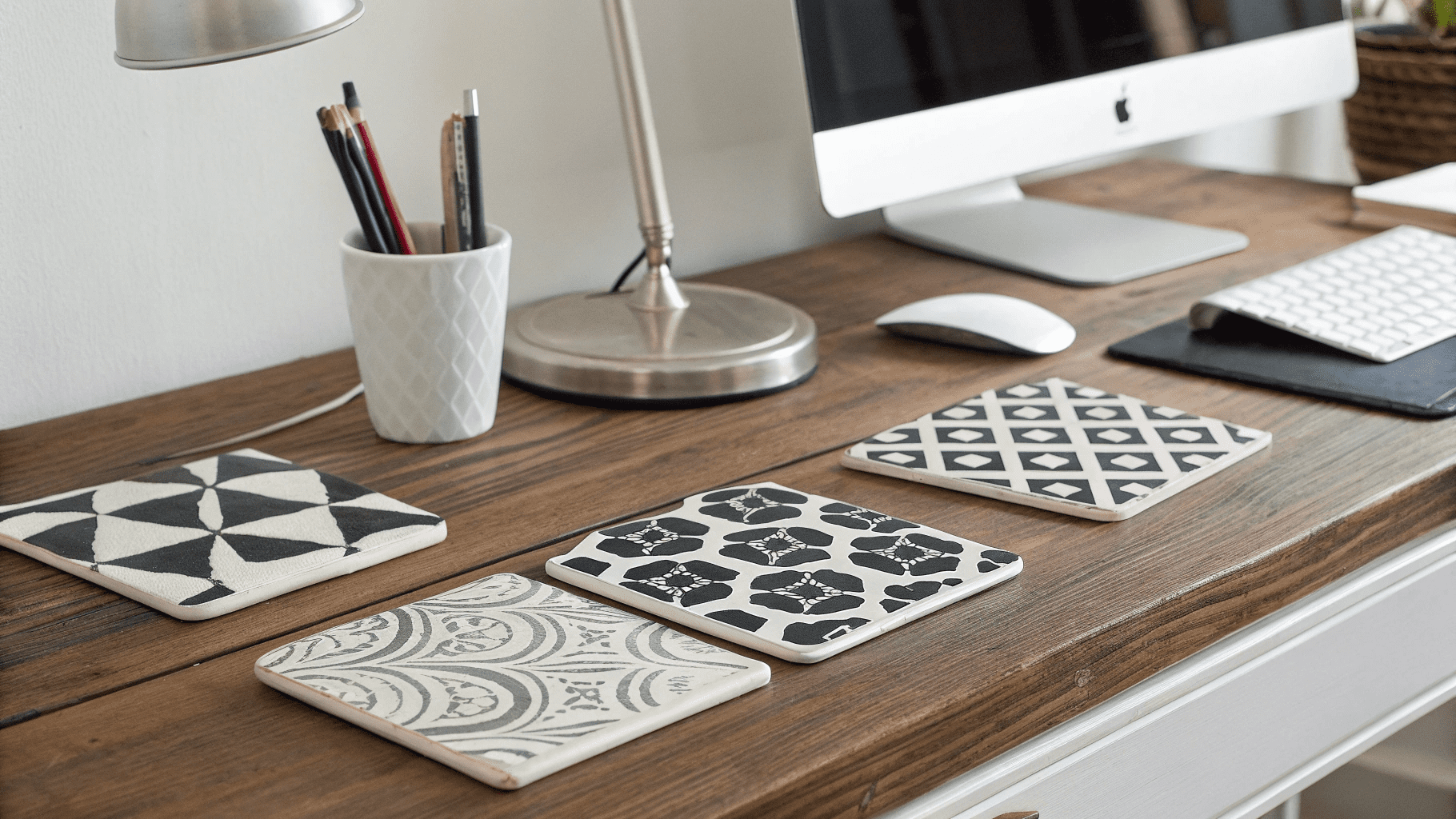 17+ Monochrome Painted Coasters for Stylish Home Offices