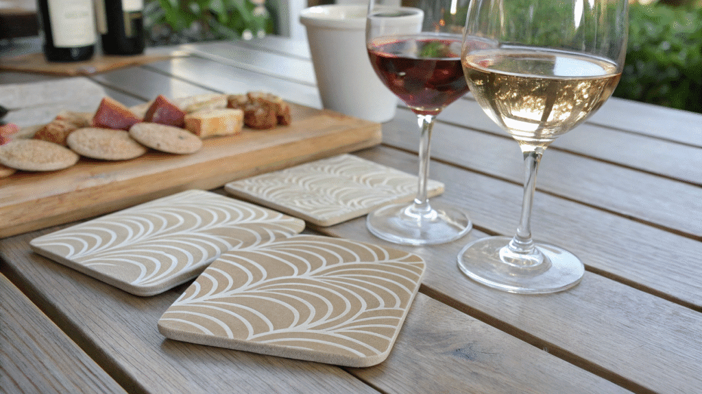 neutral wave pattern coasters for elegant entertai
