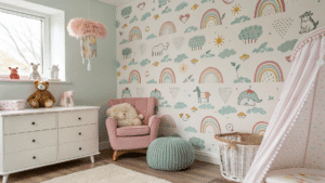 12+ Nursery Accent Wall Ideas Using Removable Wallpaper