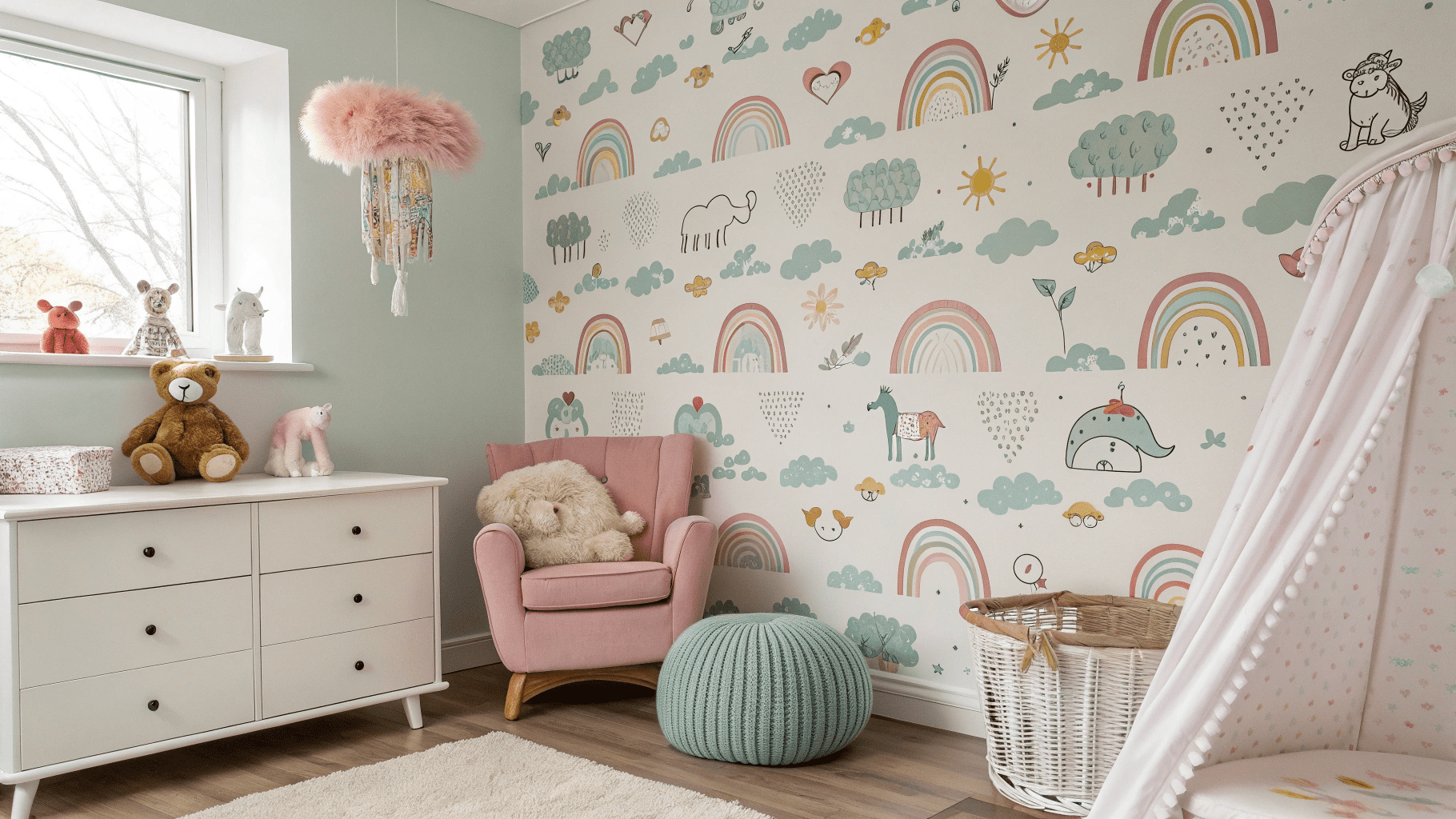 12+ Nursery Accent Wall Ideas Using Removable Wallpaper