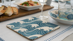 13+ Ocean Wave Coaster Painting Ideas for Coastal Dining
