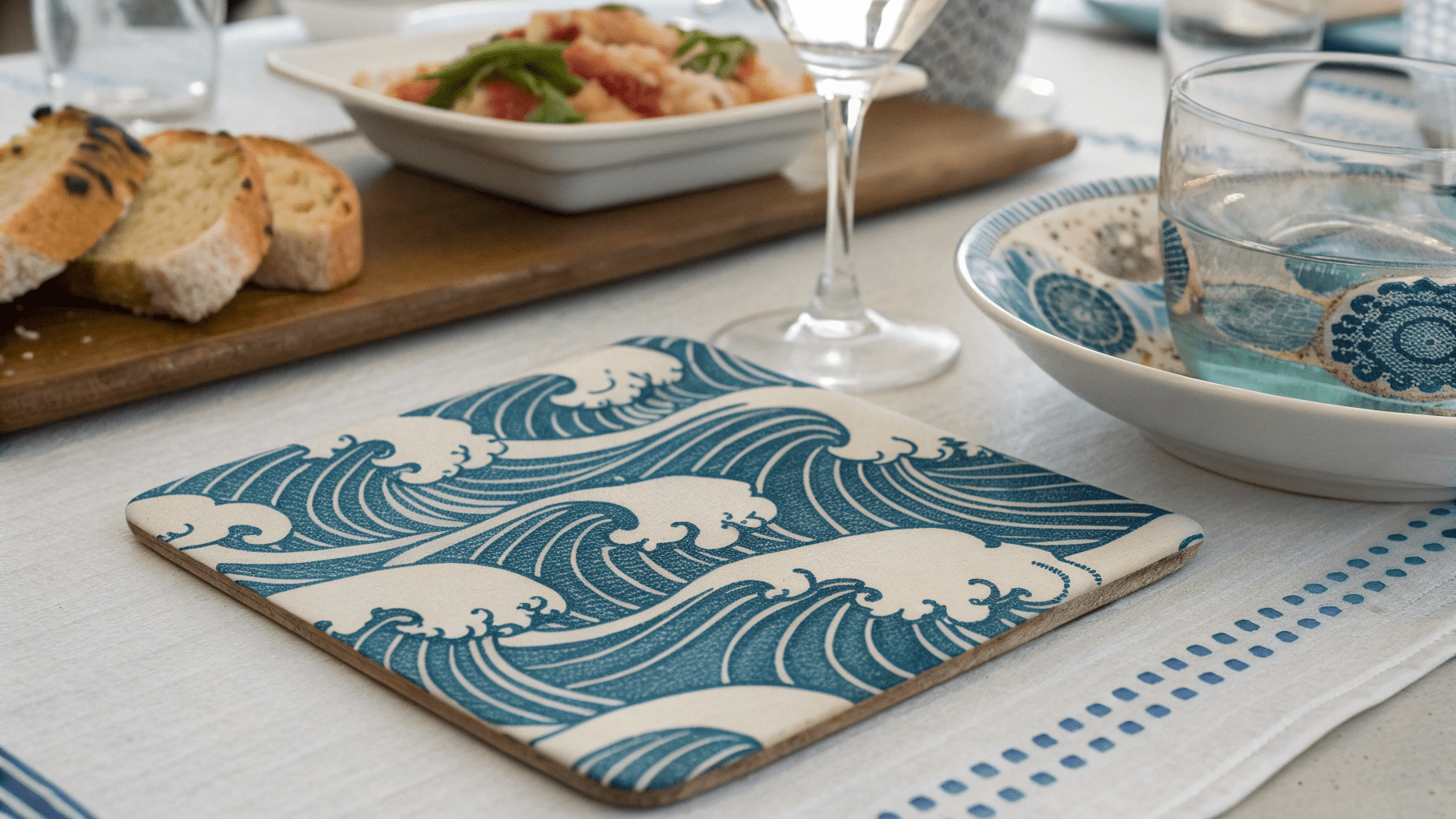 13+ Ocean Wave Coaster Painting Ideas for Coastal Dining