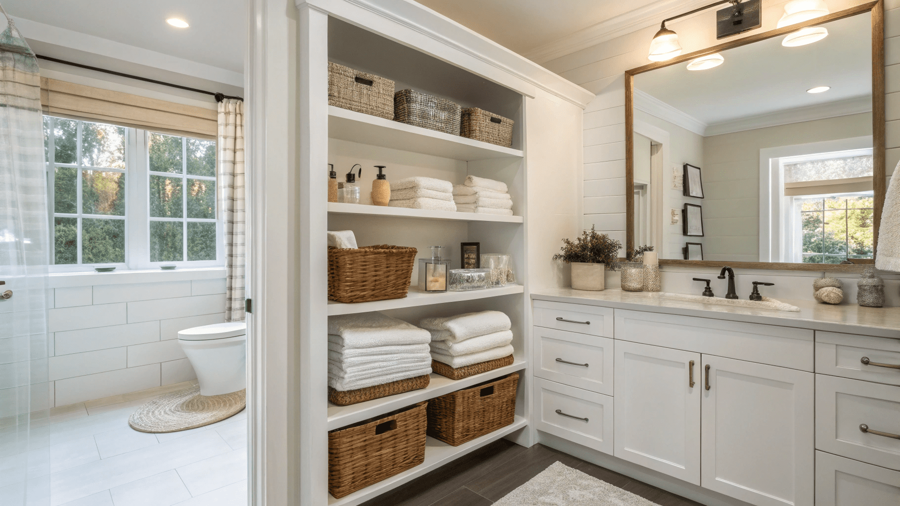 15+ Open Shelf Bathroom Ideas for a Clean, Modern Look