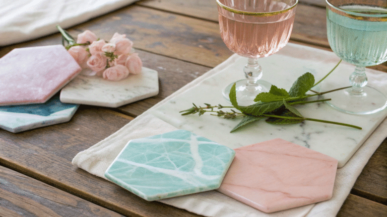 pastel marble coaster designs for spring tables