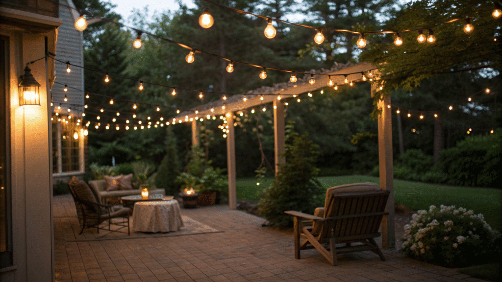 patio string light ideas for a cozy glow