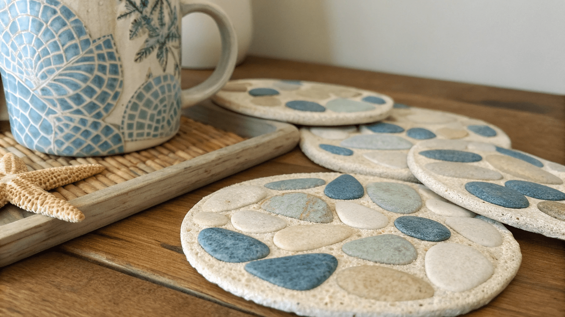 14+ Pebble-Effect Painted Coasters for Beach House Decor