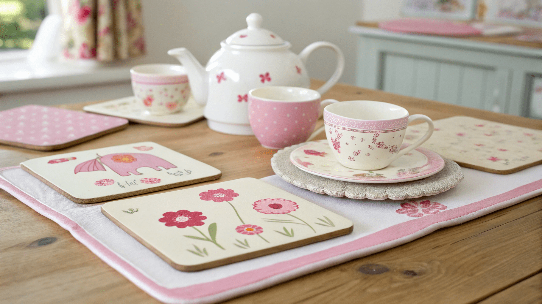 13+ Pink & Cream Painted Coasters for Kid-Friendly Tea Time