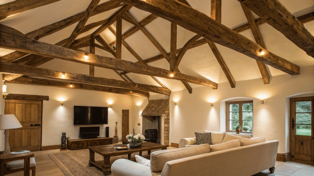 rustic exposed beam living room ceiling ideas