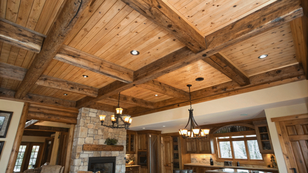 rustic wooden ceiling accent ideas