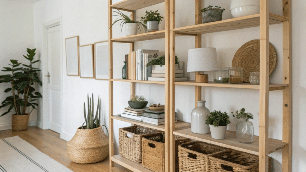 scandinavian open shelf organization ideas