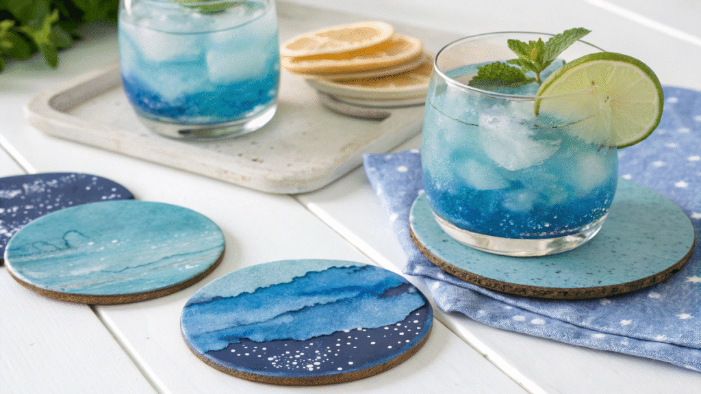 sky inspired blue coasters for summer parties