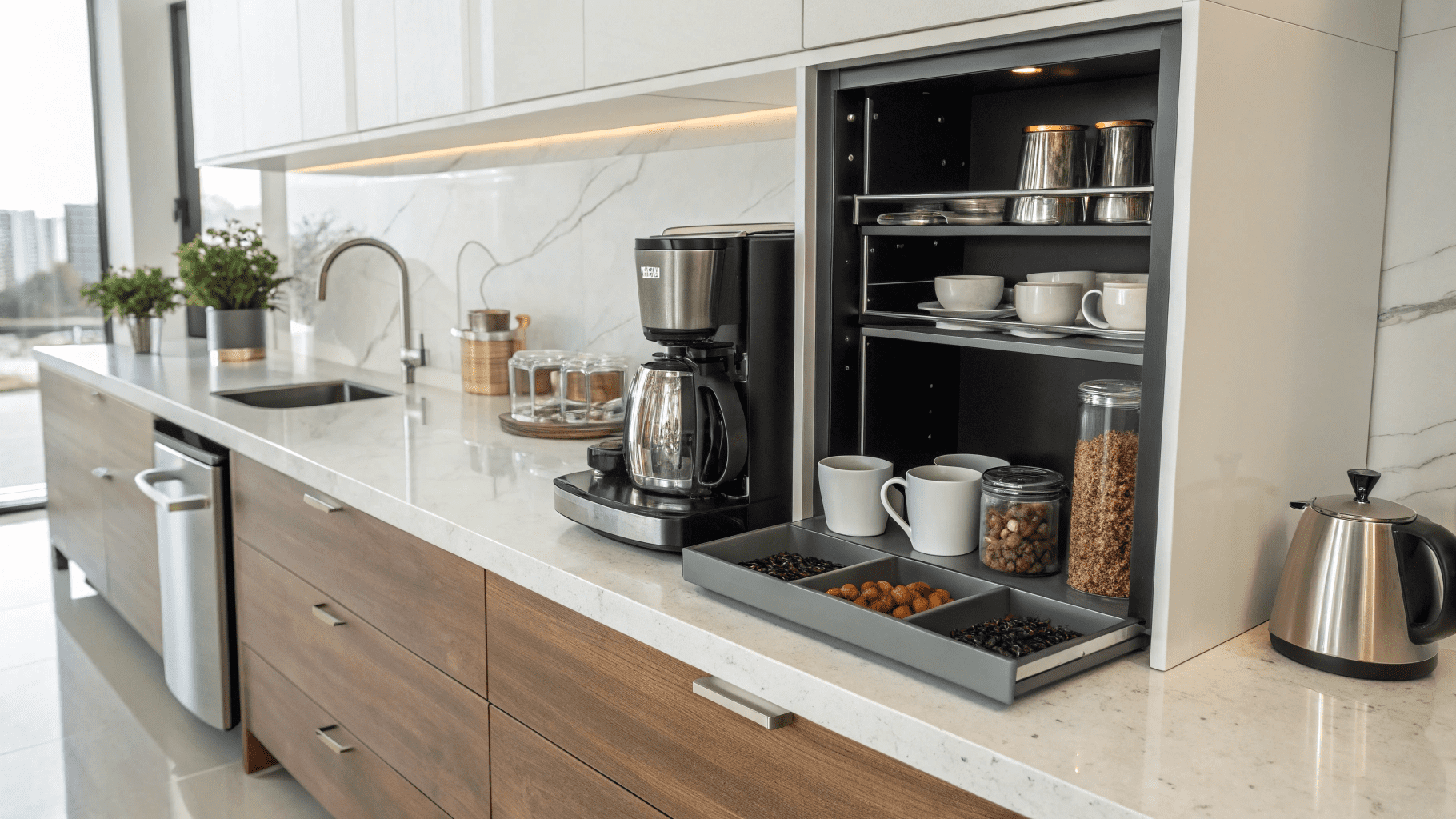 18+ Sleek Built-In Coffee Station Ideas
