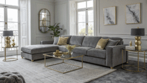 15+ Sleek Gray and Brass Living Room Ideas