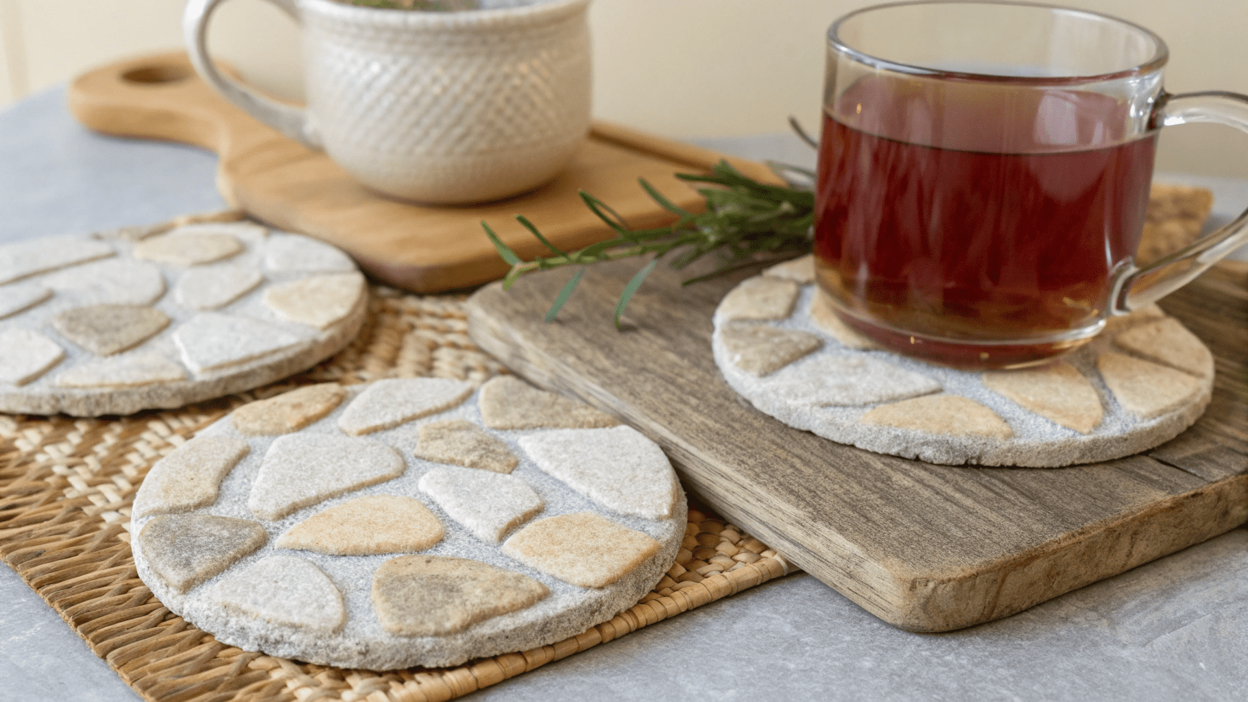 15+ Stone Effect Painted Coasters for Natural Home Vibes