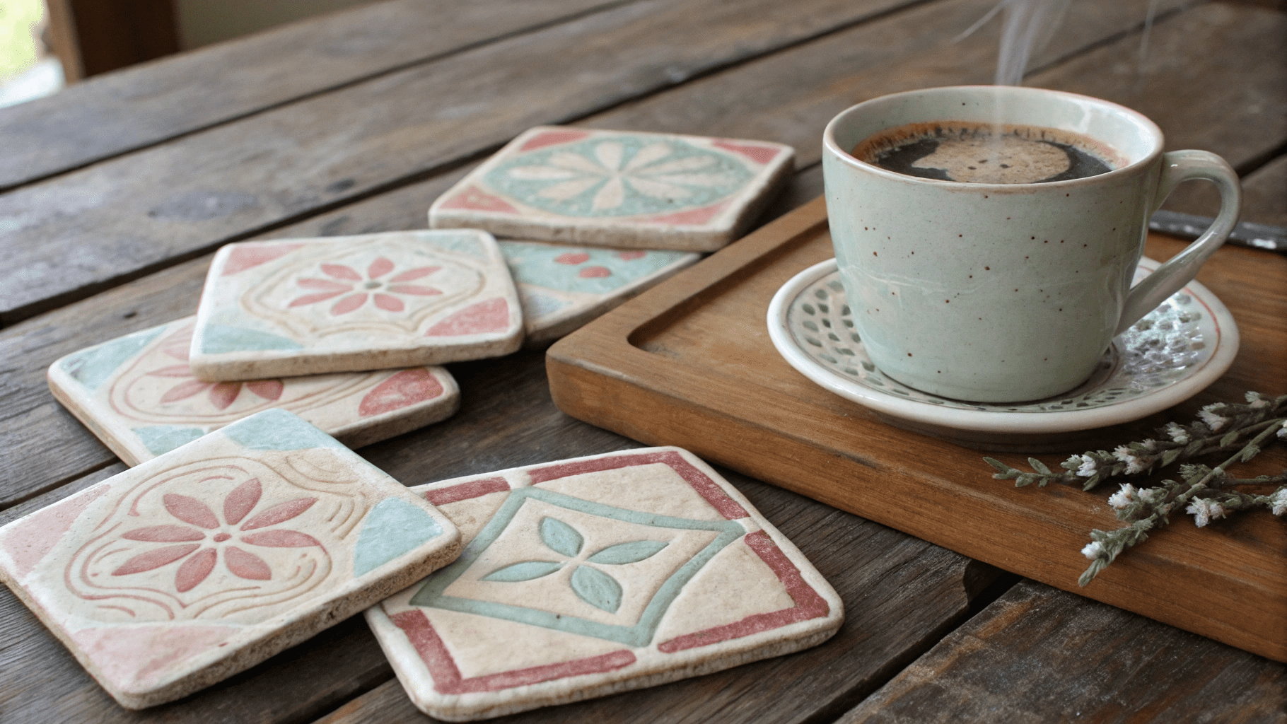 15+ Stonewashed Painted Coasters for Cozy Coffee Corners