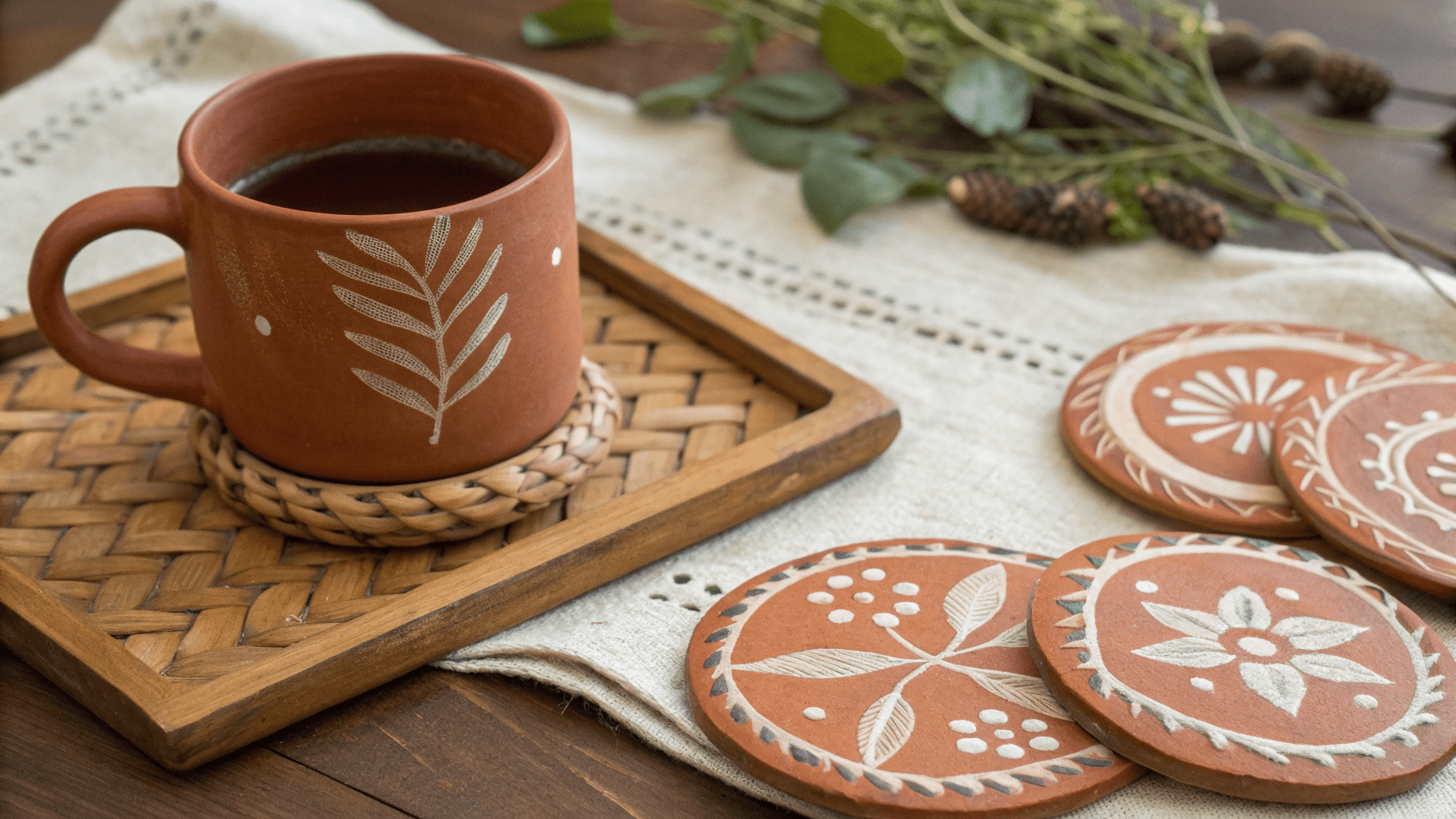 12+ Terracotta Painted Coaster Ideas for Cozy Rustic Homes