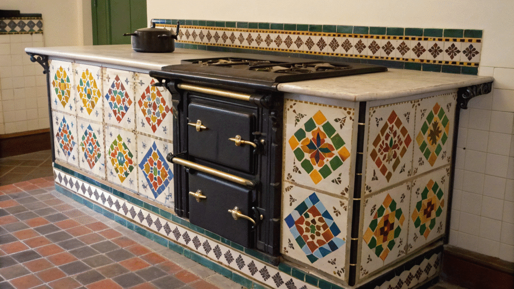 vintage stove tile surround