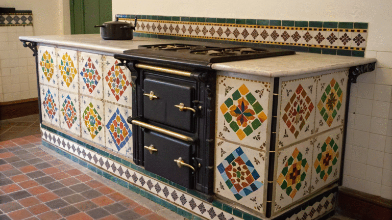 vintage stove tile surround