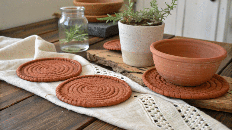 warm clay coasters for earthy table decor