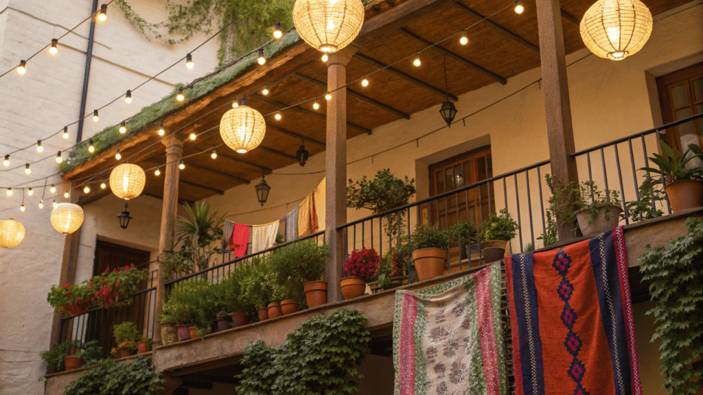 boho balcony lighting ideas