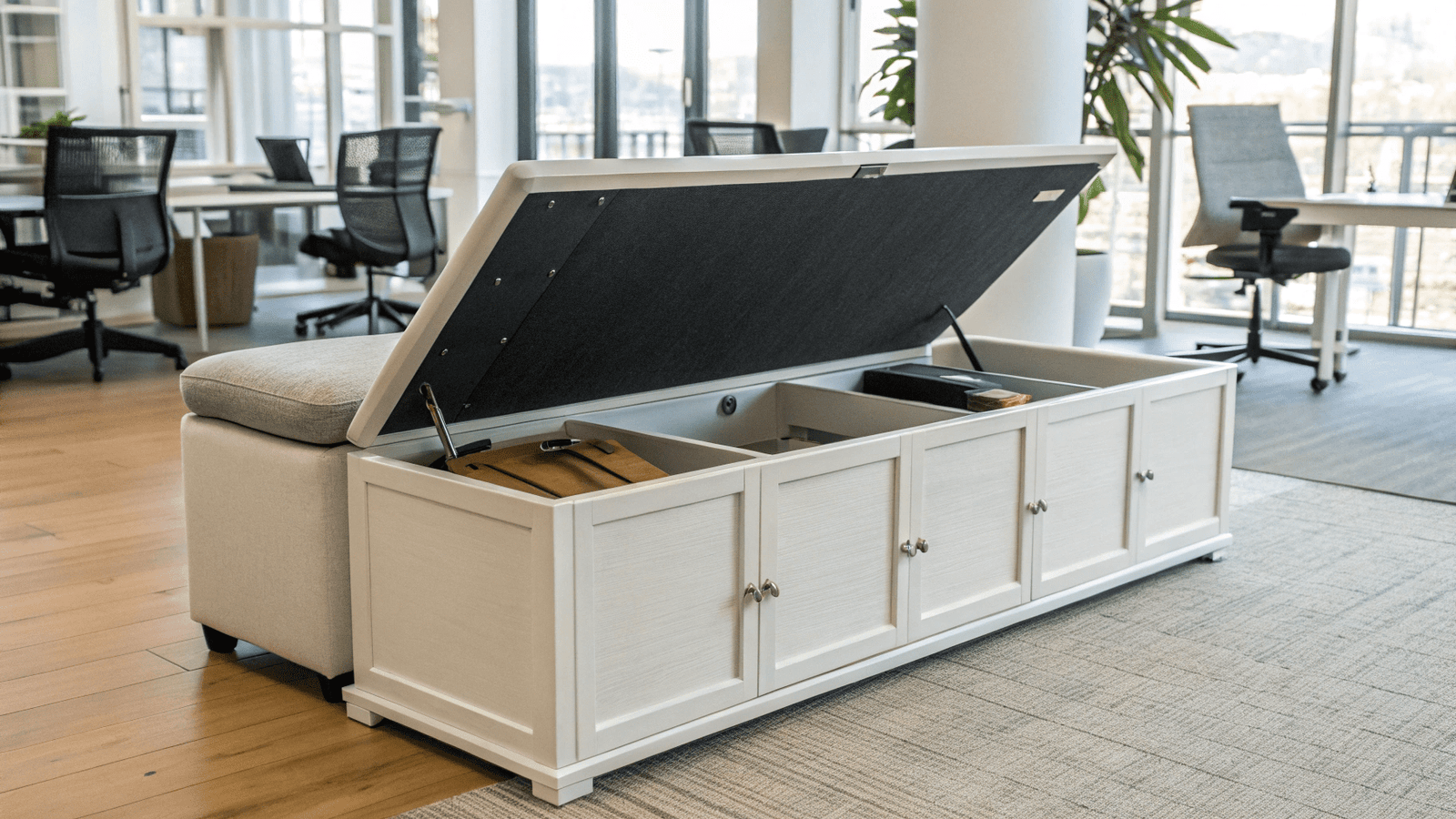 14+ Compact Storage Bench Ideas for Offices