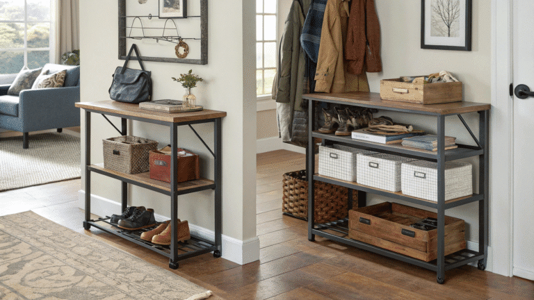 dual purpose entryway tables that maximize space