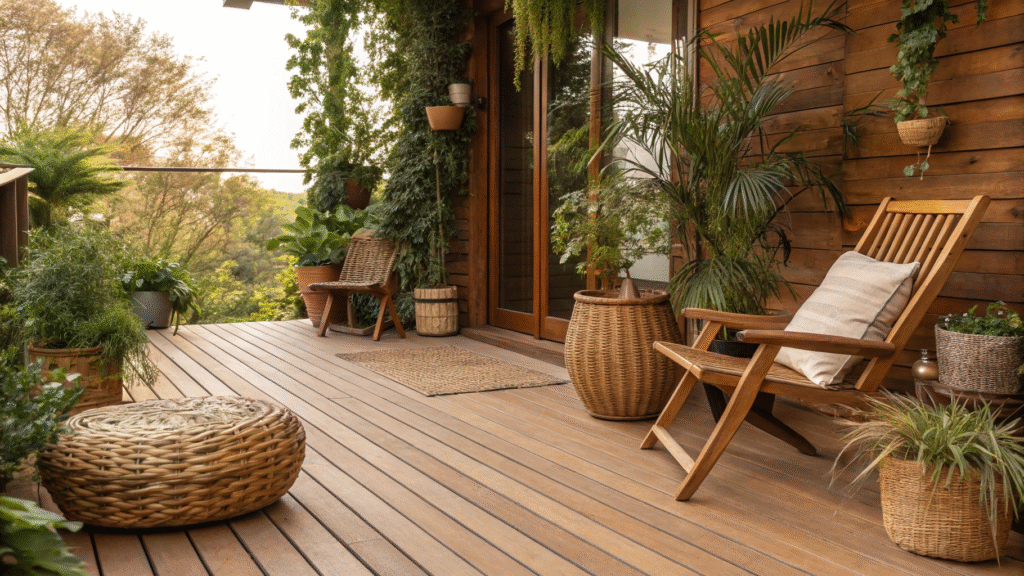 earth toned deck decor ideas