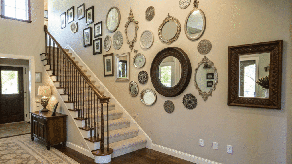 entryway wall makeover ideas using mirrors