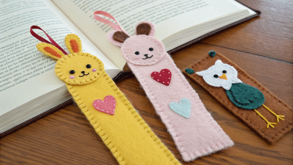 felt animal bookmarks for kids