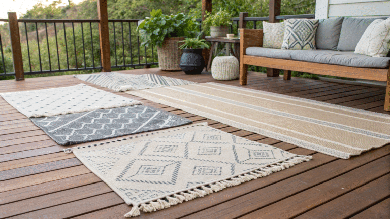layered rug ideas for decks that add comfort 1