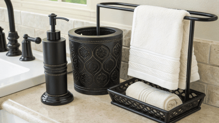 matte black bathroom accents