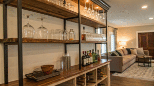 13+ Open-Shelf Home Bar Ideas for Displaying Glassware