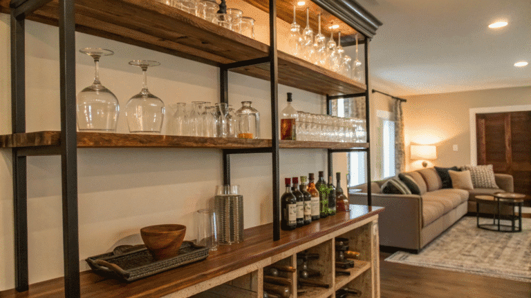 open shelf home bar ideas