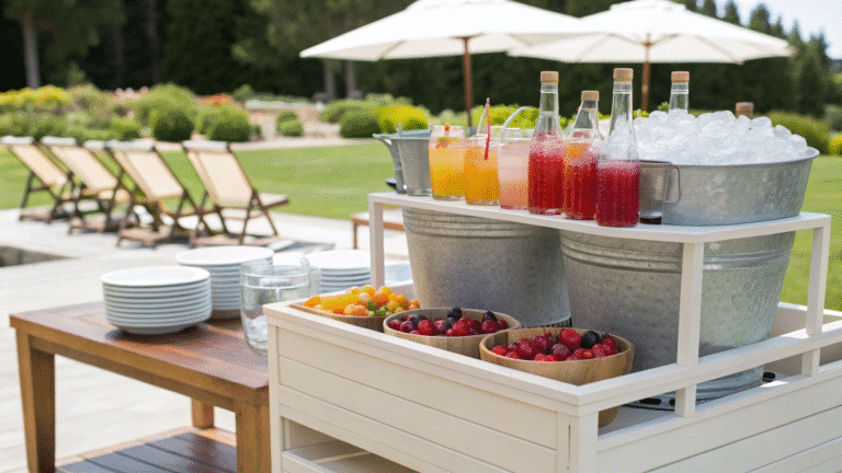 outdoor bar cart styling ideas for summer parties