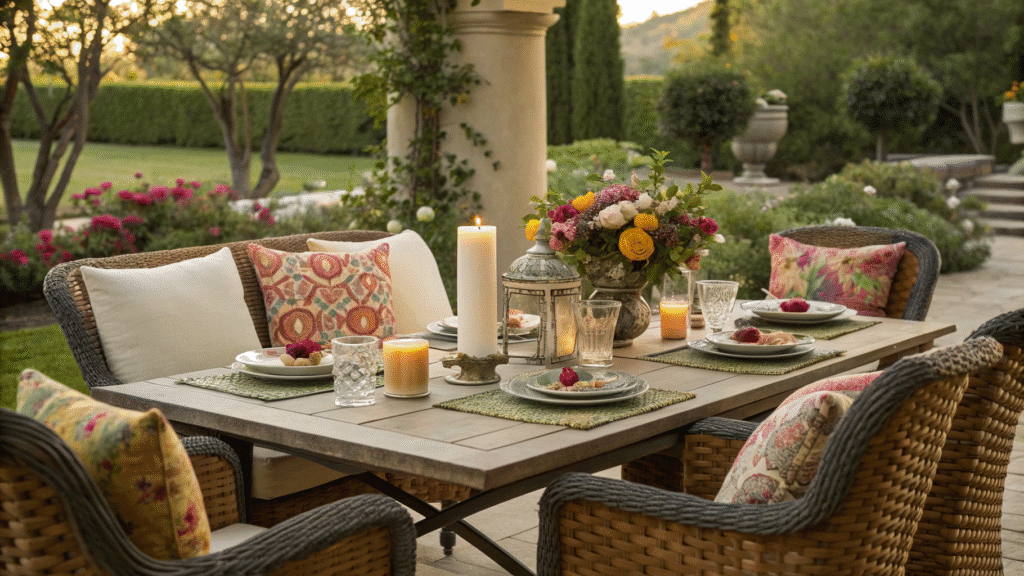 outdoor dining table decor ideas