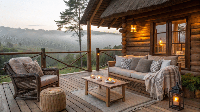 rustic deck styling ideas with a cozy cabin feel
