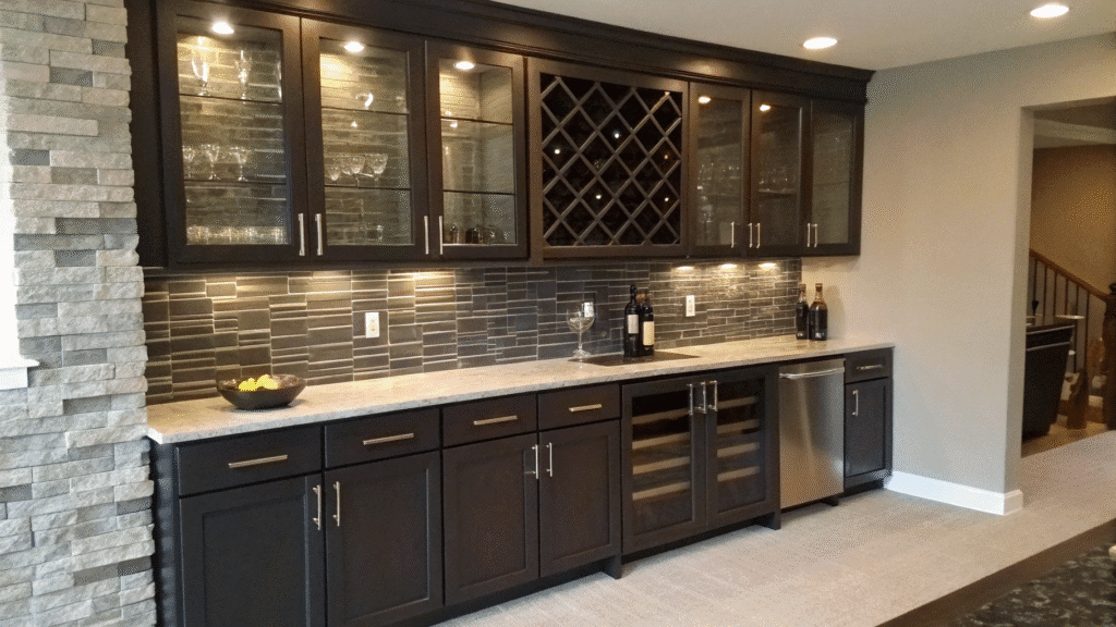 statement backsplash ideas for mini home bars