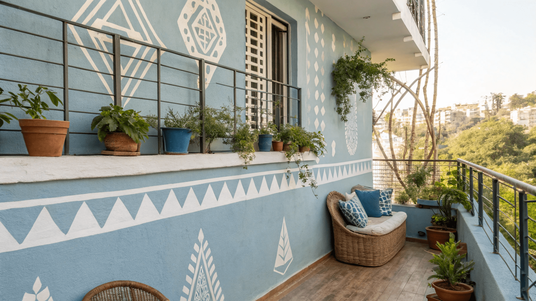 14+ Statement Balcony Wall Ideas Using Paint or Decals