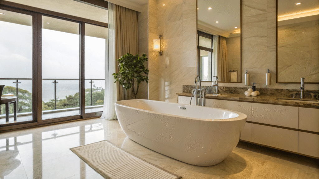 statement bathtub corners