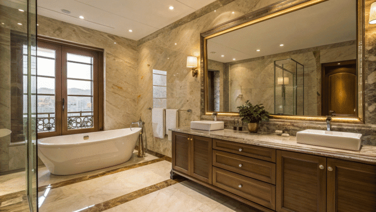 stone and marble bathroom