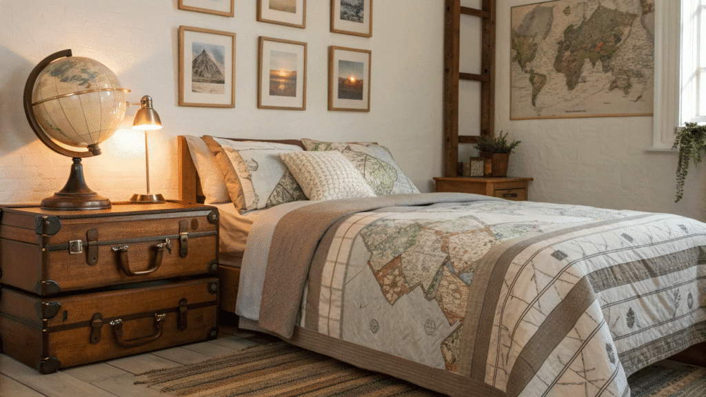 travel inspired bedroom decor