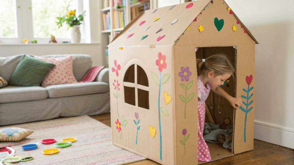 diy cardboard box playhouses for girls
