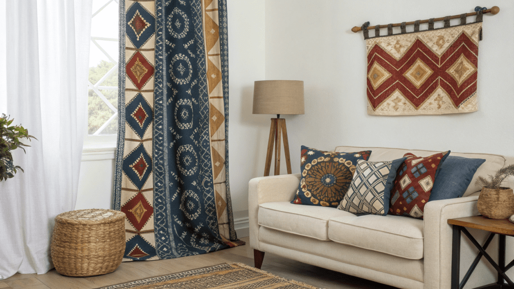 adire fabric styling ideas for living rooms