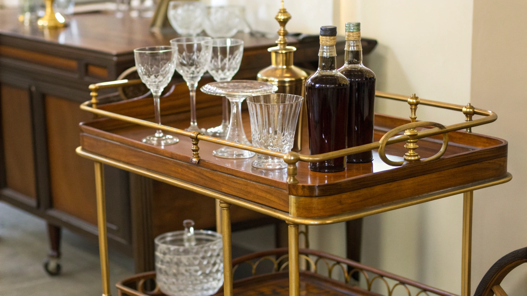16+ Antique Bar Cart Styling Ideas for Living Rooms
