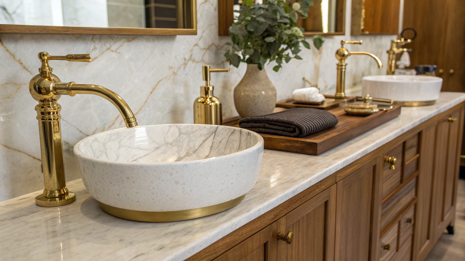 19+ Brass Aesthetic Ideas Paired With Marble and Wood